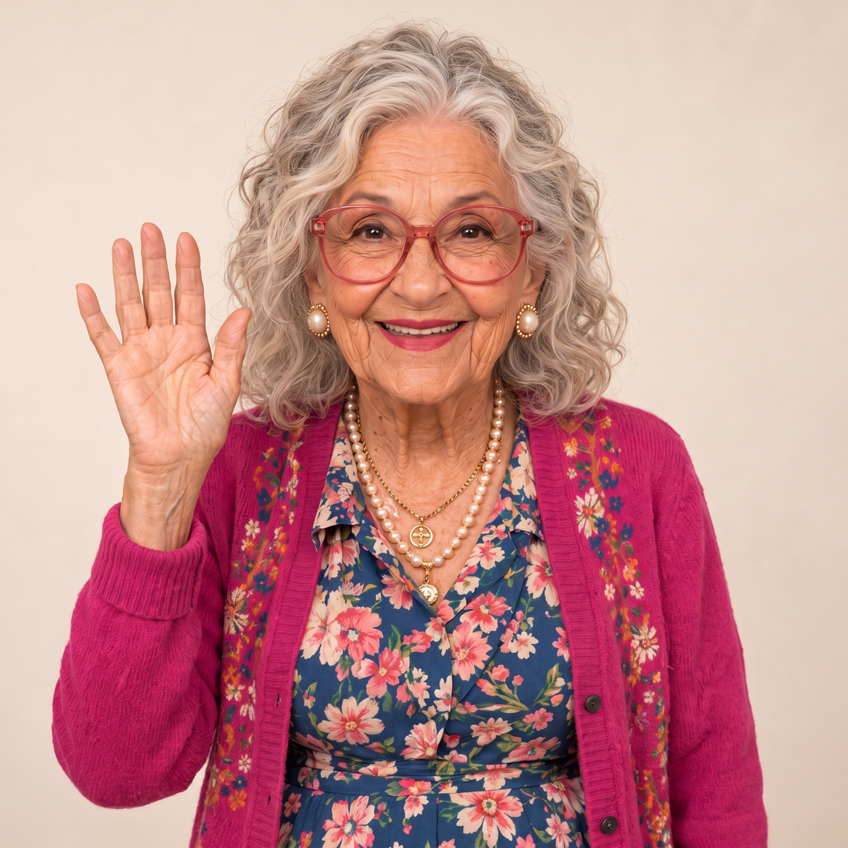 Teta Yasmine waving hello